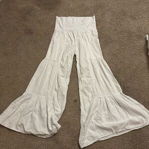 Linen white flare pants